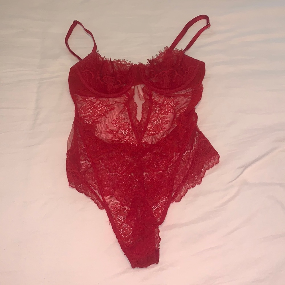 Victoria’s Secret red teddy lingerie